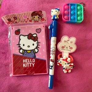 Hello Kitty Pink and White Hair Tie & Pen Set